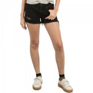 EUC Volcom High Waisted Black Jean Shorts 25